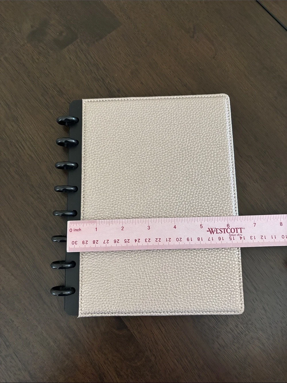 TUL Half Letter / Junior Size Disc Planner Cover Pebbled Light Rose Gold Leather